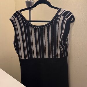 Chic Striped Black and White Midi Dress